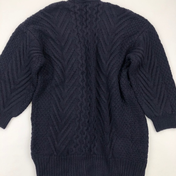 Topshop Long Open Front Cardigan Navy Blue Sz 8 - Picture 3 of 3